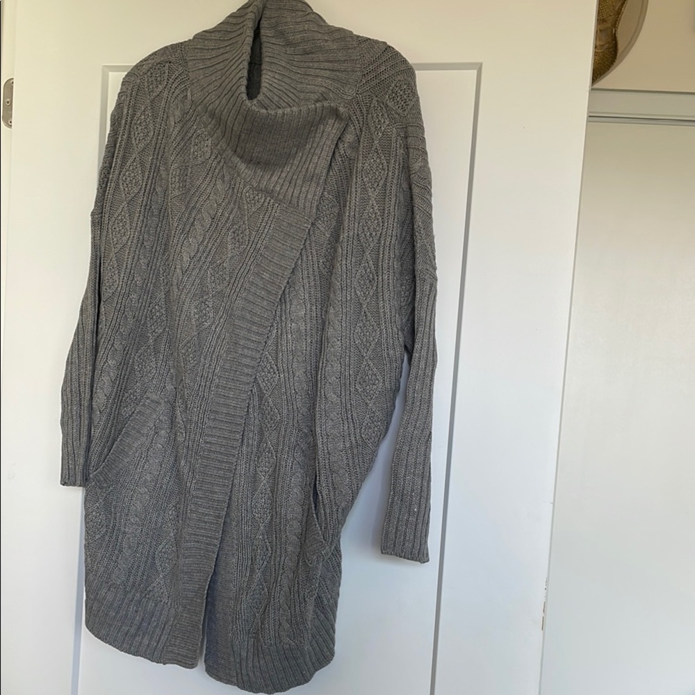 Grey Cable Knit Women's Cardigan